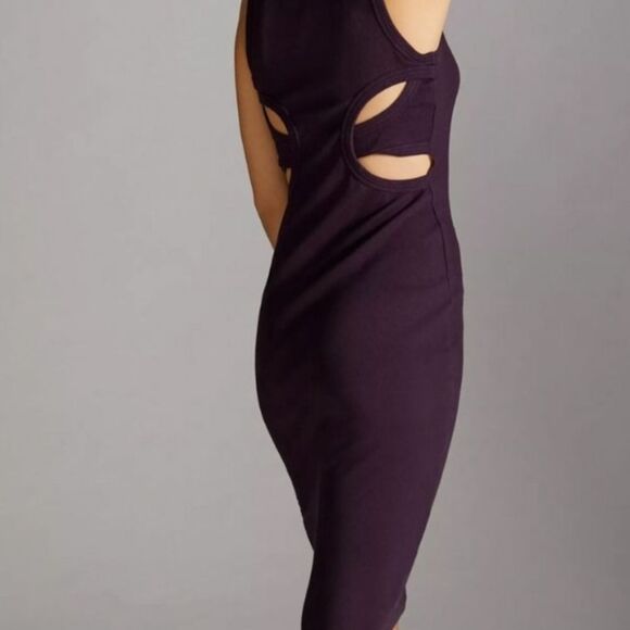 NWT $98 Anthropologie Black Double Tank Midi Dress - Picture 2 of 6